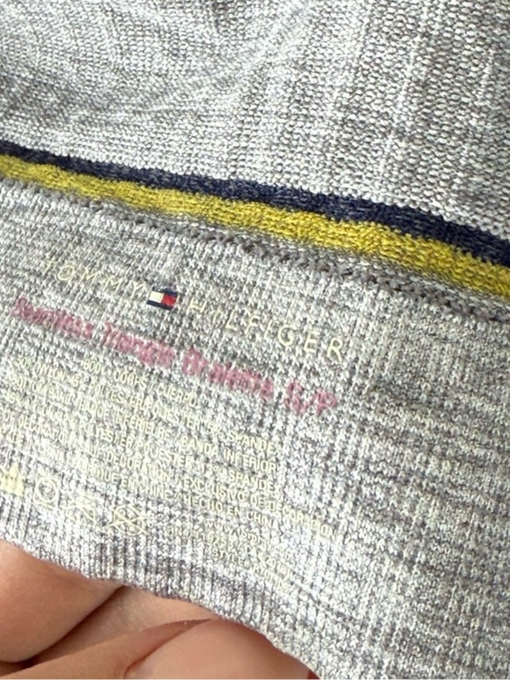 Tommy Hilfiger Heather Gray Logo Bralette with Navy & Yellow Stripe - Picture 3 of 4